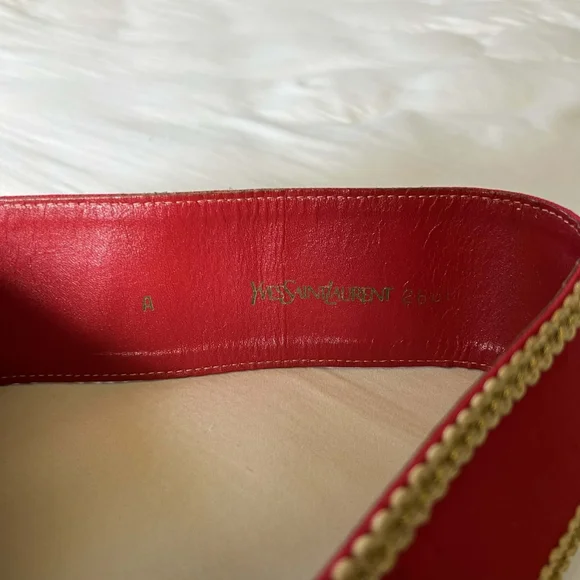 RARE Vintage Yves Saint Laurent 70s Russian Collection Red Tie Waist Belt